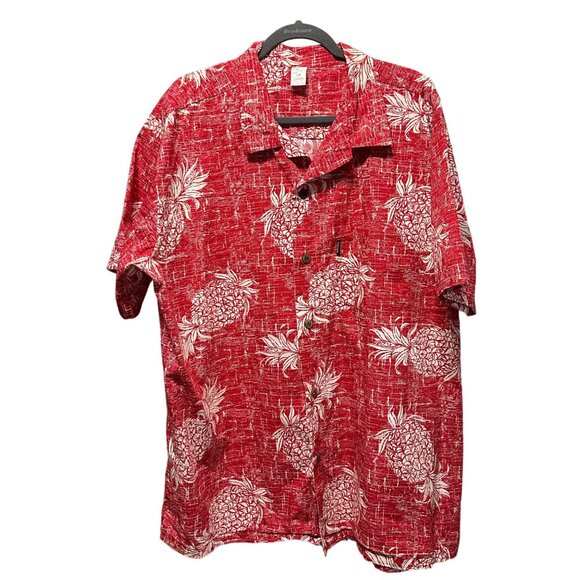 Palmwave Hawaii VTG men’s size 3XL cotton red pineapple print button front shirt - Picture 1 of 6